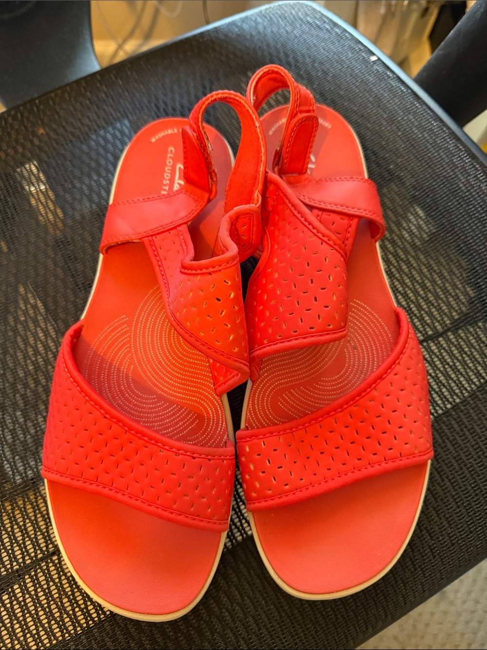 Clarks cloudsteppers Bright Coral Perforated Slingback Sandals